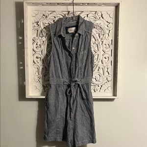 Anthropologie Blue and White Striped Sleeveless Romper